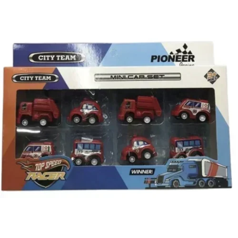 Παιδικό Σετ με 8 Οχήματα City Team Pioneer Racing 1908A-1