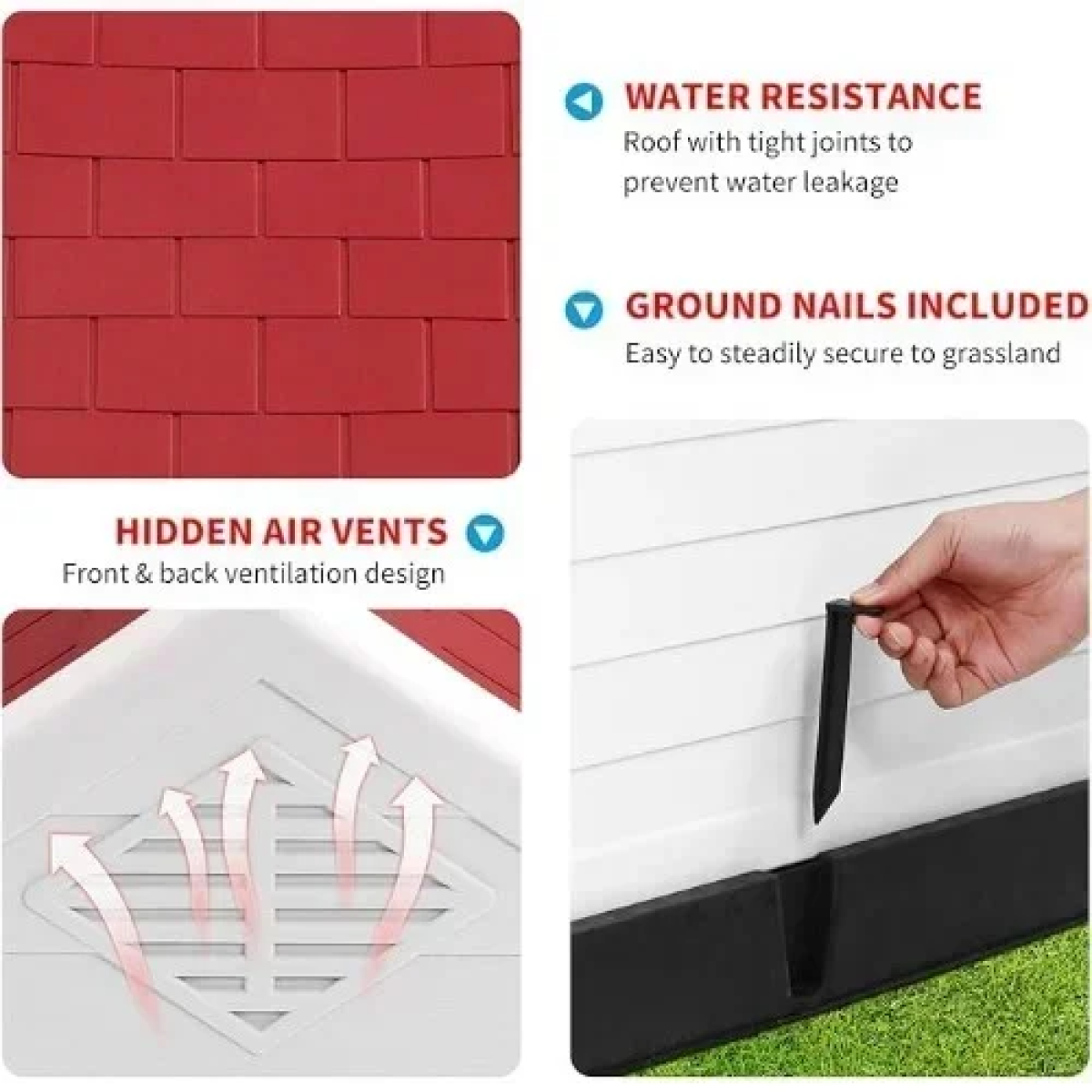 Πλαστικό Σπιτάκι για Μεσαίου Μεγέθους Σκύλους 87 cm Λευκό/Κόκκινο