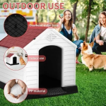 Πλαστικό Σπιτάκι για Μεσαίου Μεγέθους Σκύλους 87 cm Λευκό/Κόκκινο