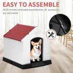 Πλαστικό Σπιτάκι για Μεσαίου Μεγέθους Σκύλους 87 cm Λευκό/Κόκκινο