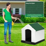 Πλαστικό Σπιτάκι για Μεσαίου Μεγέθους Σκύλους 87 cm Λευκό/Πράσινο