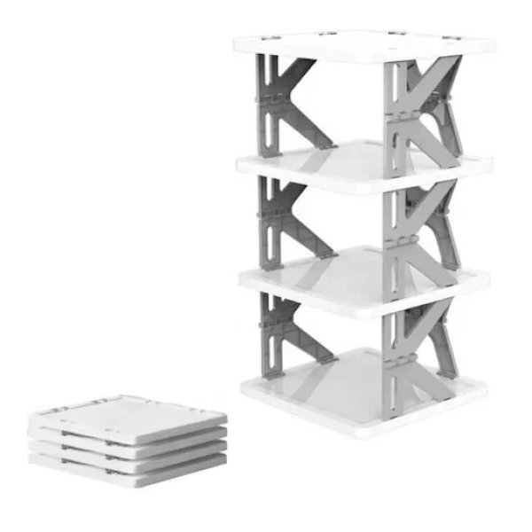 Πτυσσόμενη παπουτσοθήκη 4 θέσεων 27.5×27.5x65cm λευκό/γκρι