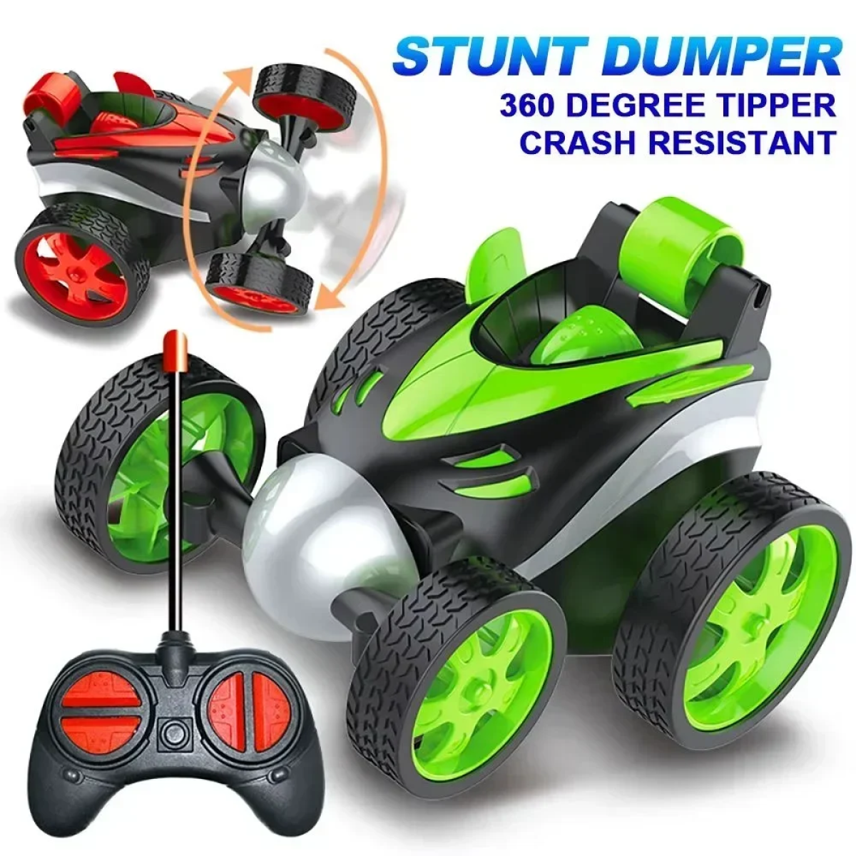 R/C Stunt Car με Επαναφορτιζόμενη Μπαταρία και USB Πράσινο – 4 Λειτουργίες