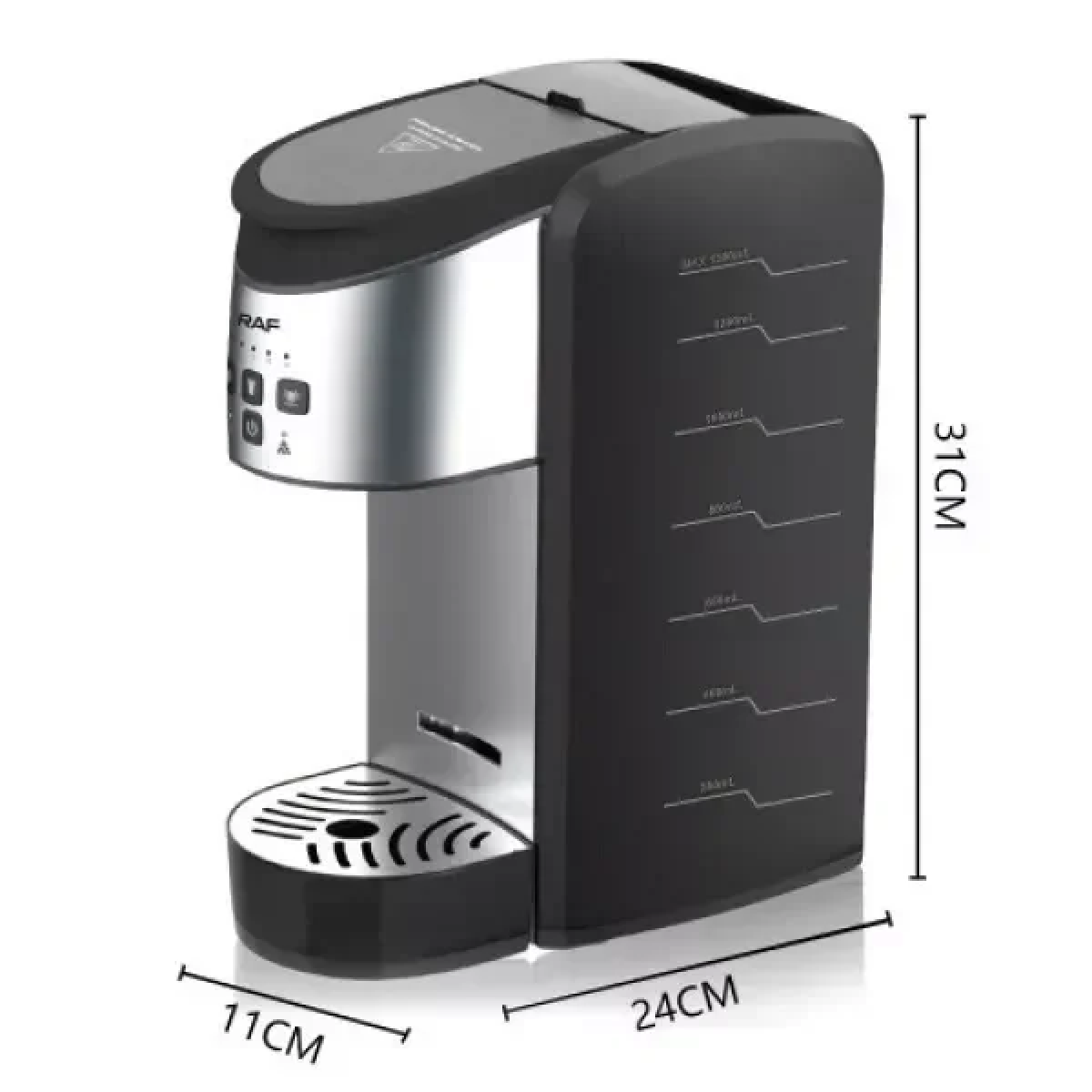 Raf R.106 Καφετιέρα για Κάψουλες Coffee Maker 3 in1 Μαύρο-Ασημί