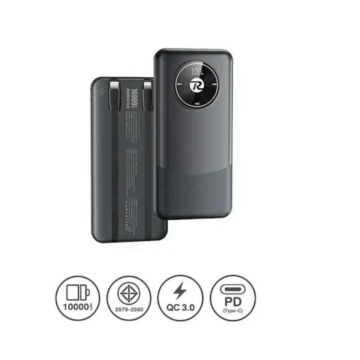 Remax Energy Eye Fast RPP-37 Power Bank 10000mAh με Θύρα USB-A και Θύρα USB-C Μαύρο