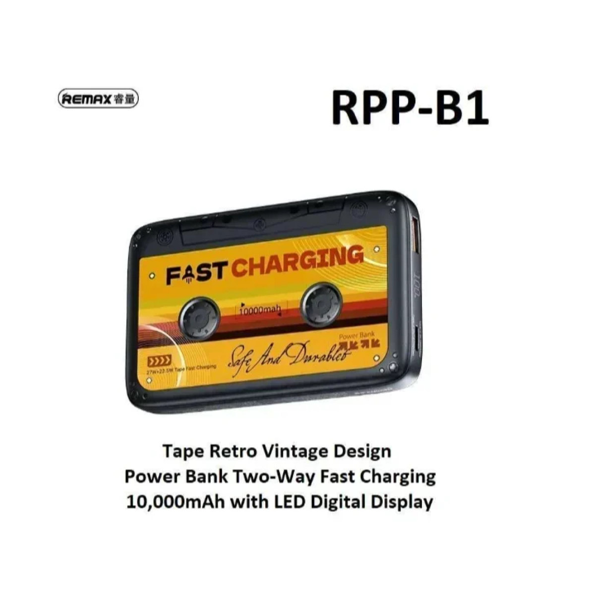 Remax RPP-158 Tape Fast Charging Power Bank 10000mAh 22.5W Με 2 Θύρες USB-A Μαύρο