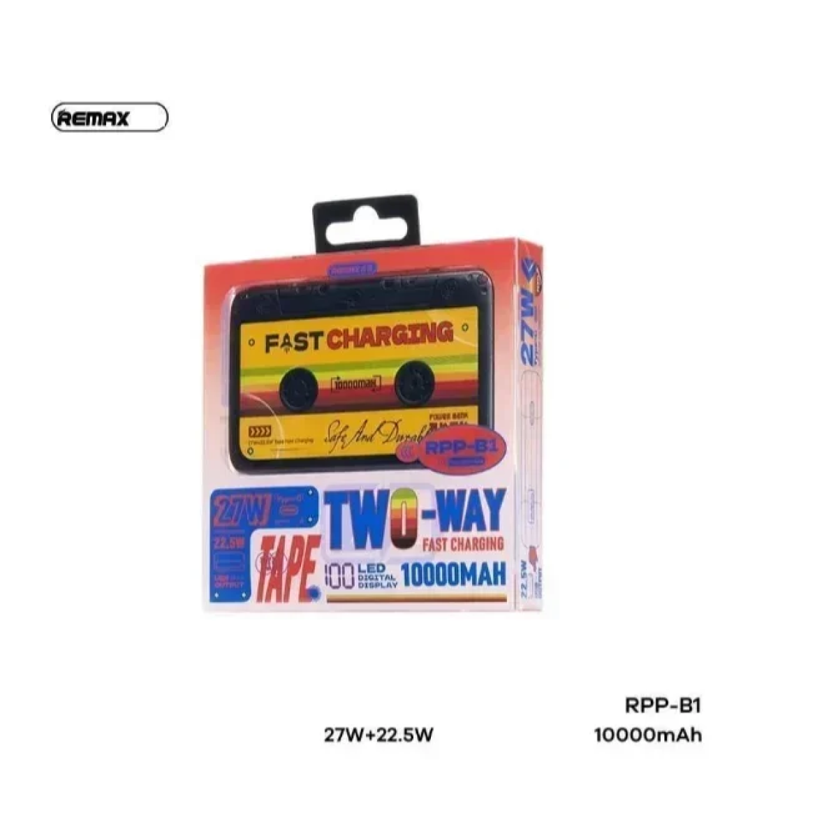 Remax RPP-158 Tape Fast Charging Power Bank 10000mAh 22.5W Με 2 Θύρες USB-A Μαύρο