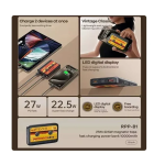 Remax RPP-158 Tape Fast Charging Power Bank 10000mAh 22.5W Με 2 Θύρες USB-A Μαύρο