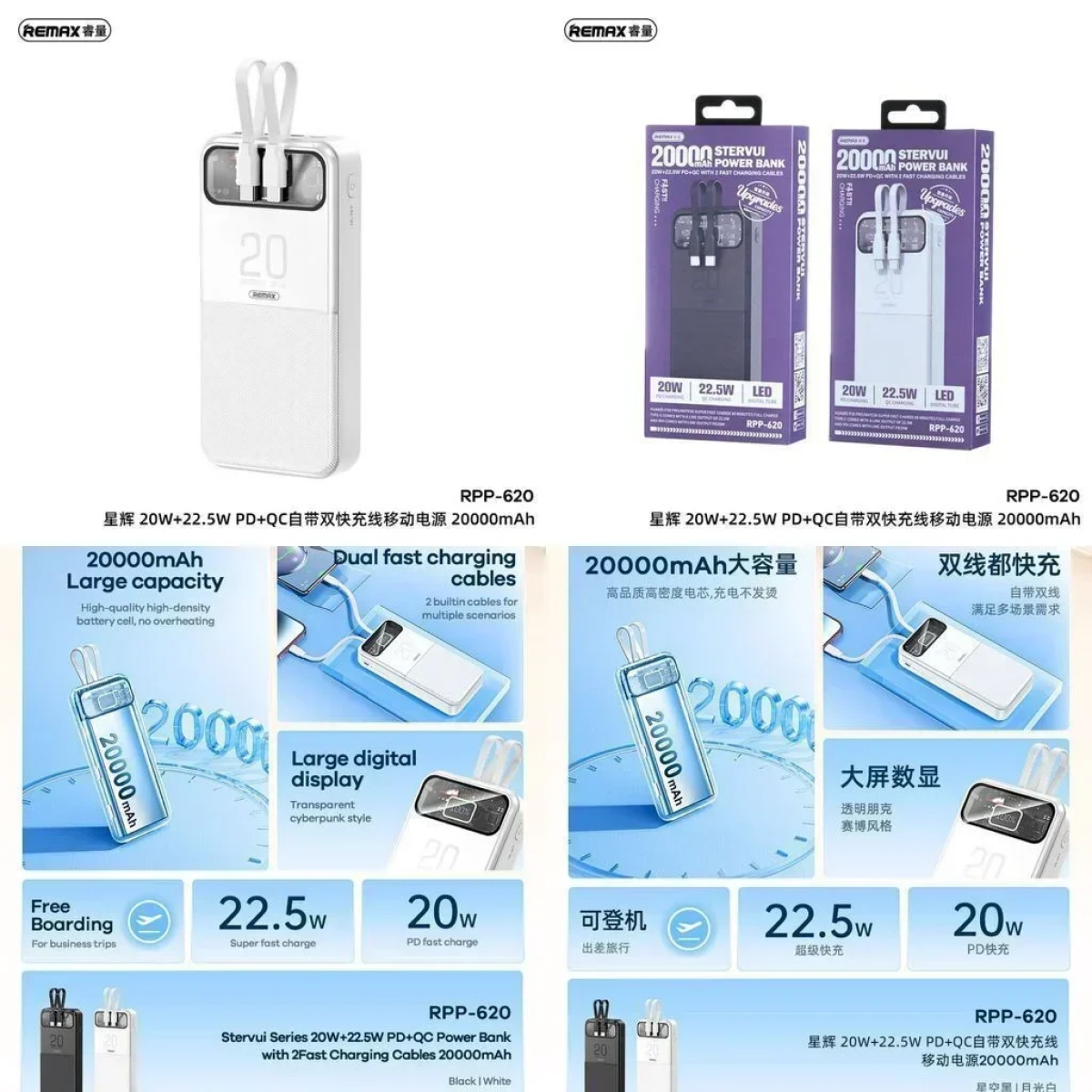 Remax RPP-620 Power Bank 20000mAh με Θύρα USB-A Power Delivery Λευκό