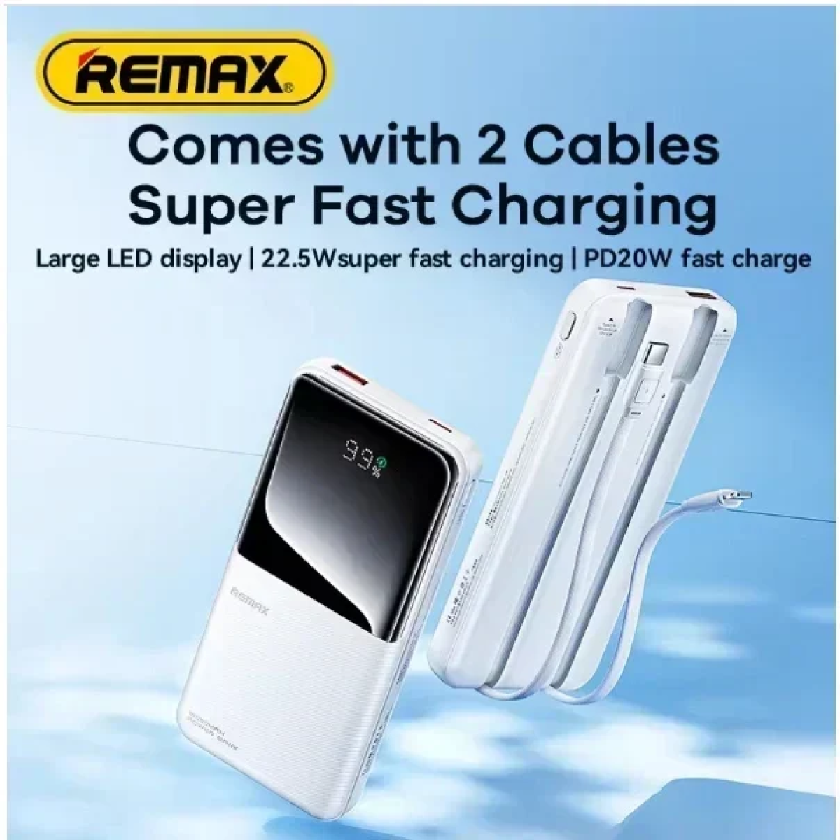 REMAX RPP-680 Cynlle Series 20000mAh PD+QC Fast Charging Power Bank(PD 20W+QC 22.5W) Λευκό