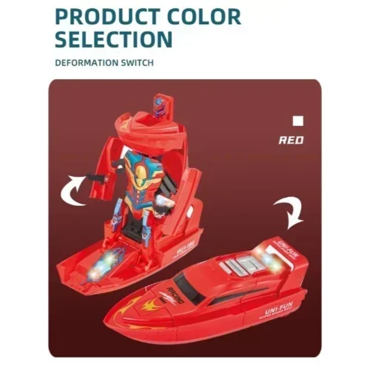 Ρομπότ που αλλάζει μορφή σε Speedboat με Φως και Ήχο 9916 Κόκκινο