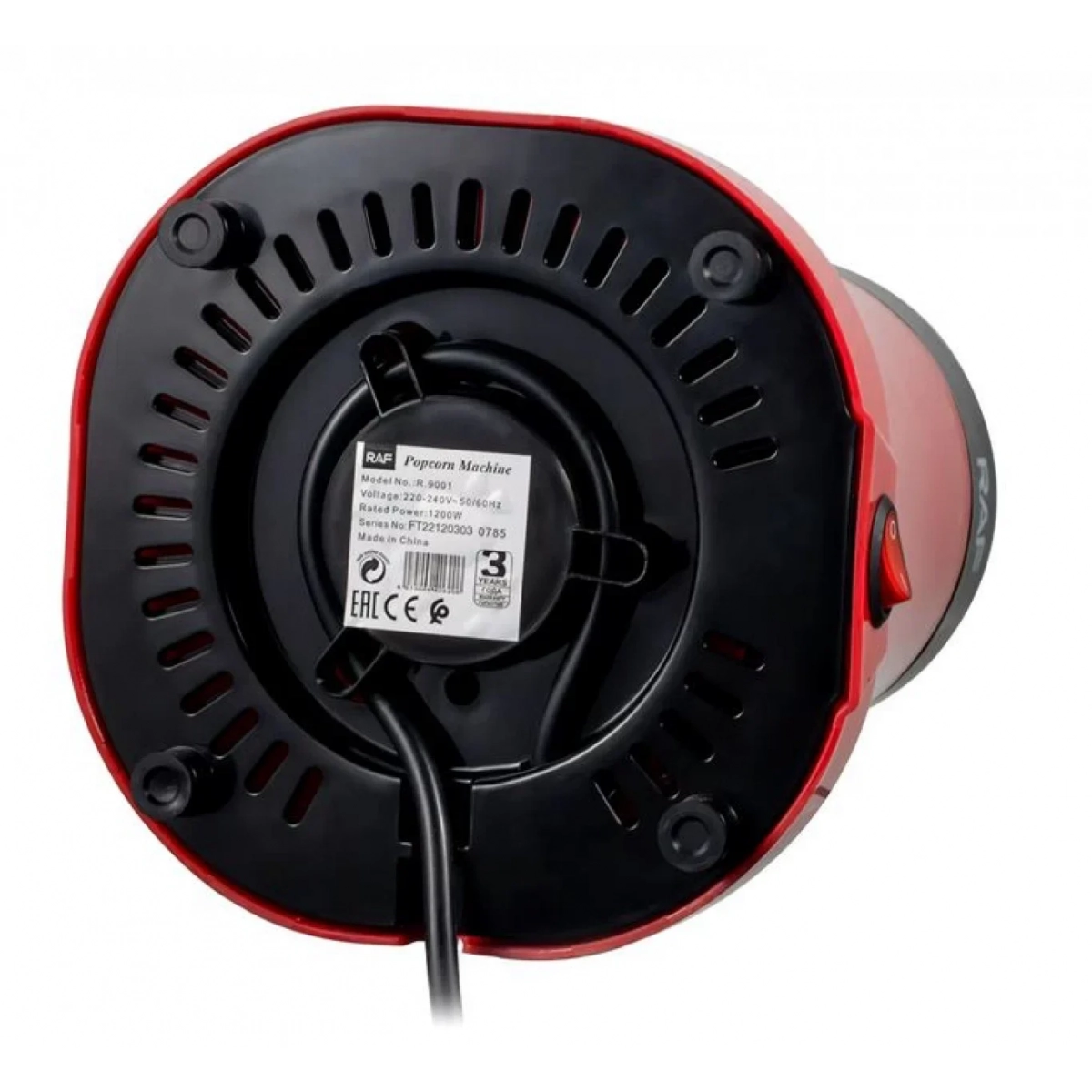 Συσκευή Ποπ-Κορν με Ζεστό Αέρα 1200W R.9001 RAF