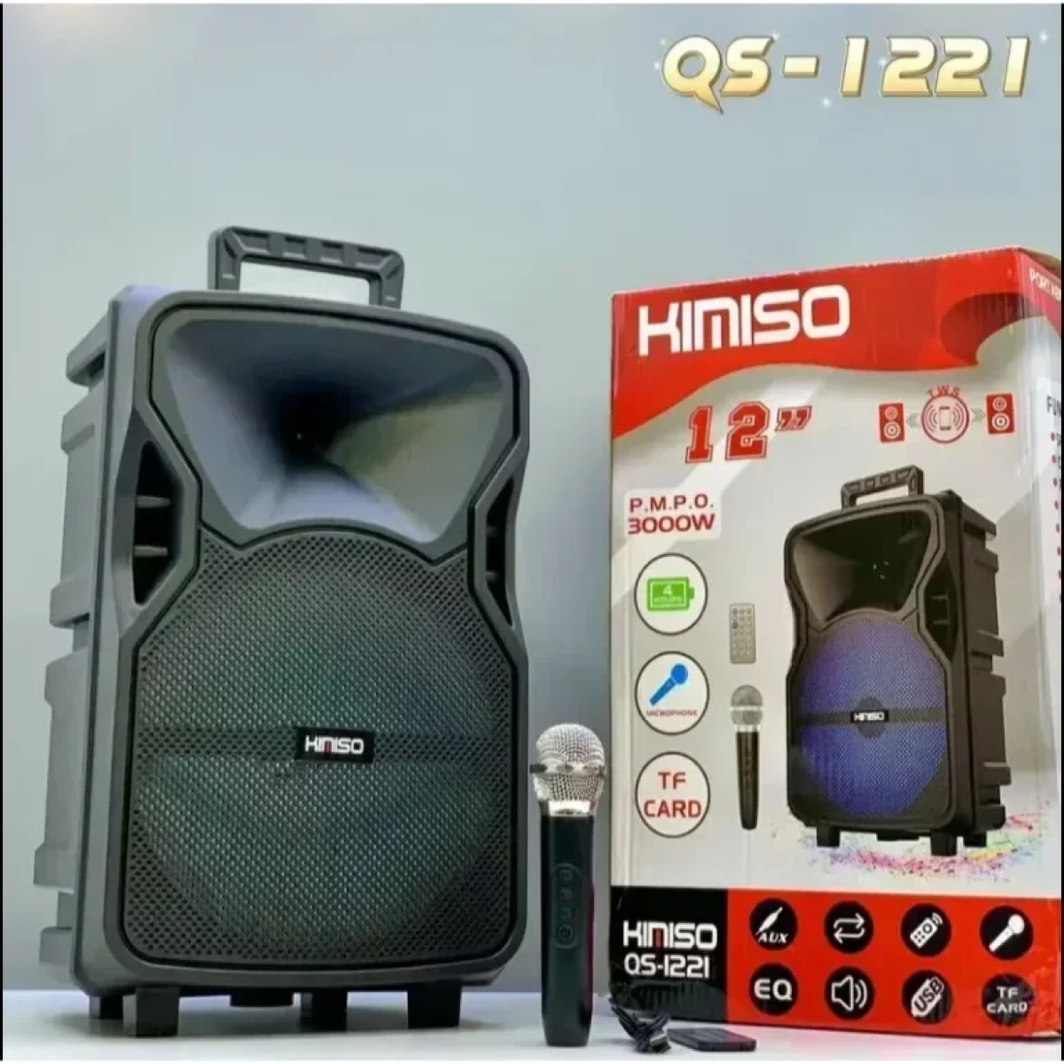 Σύστημα Karaoke με Ενσύρματo Μικρόφωνo Kimiso QS-1221 σε Μαύρο Χρώμα