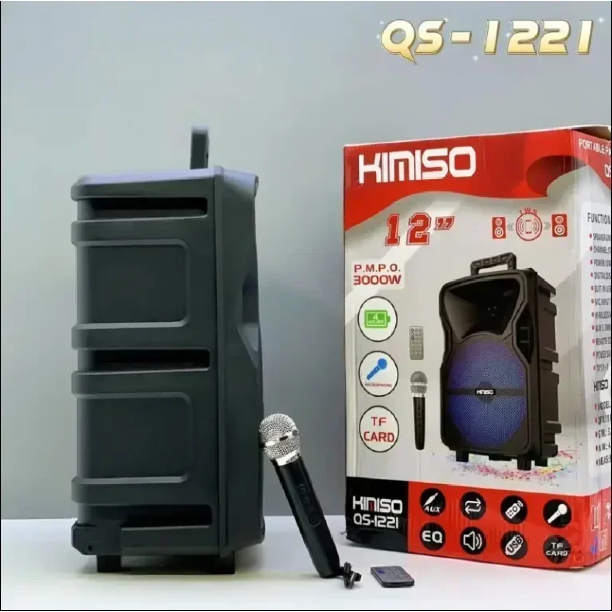 Σύστημα Karaoke με Ενσύρματo Μικρόφωνo Kimiso QS-1221 σε Μαύρο Χρώμα