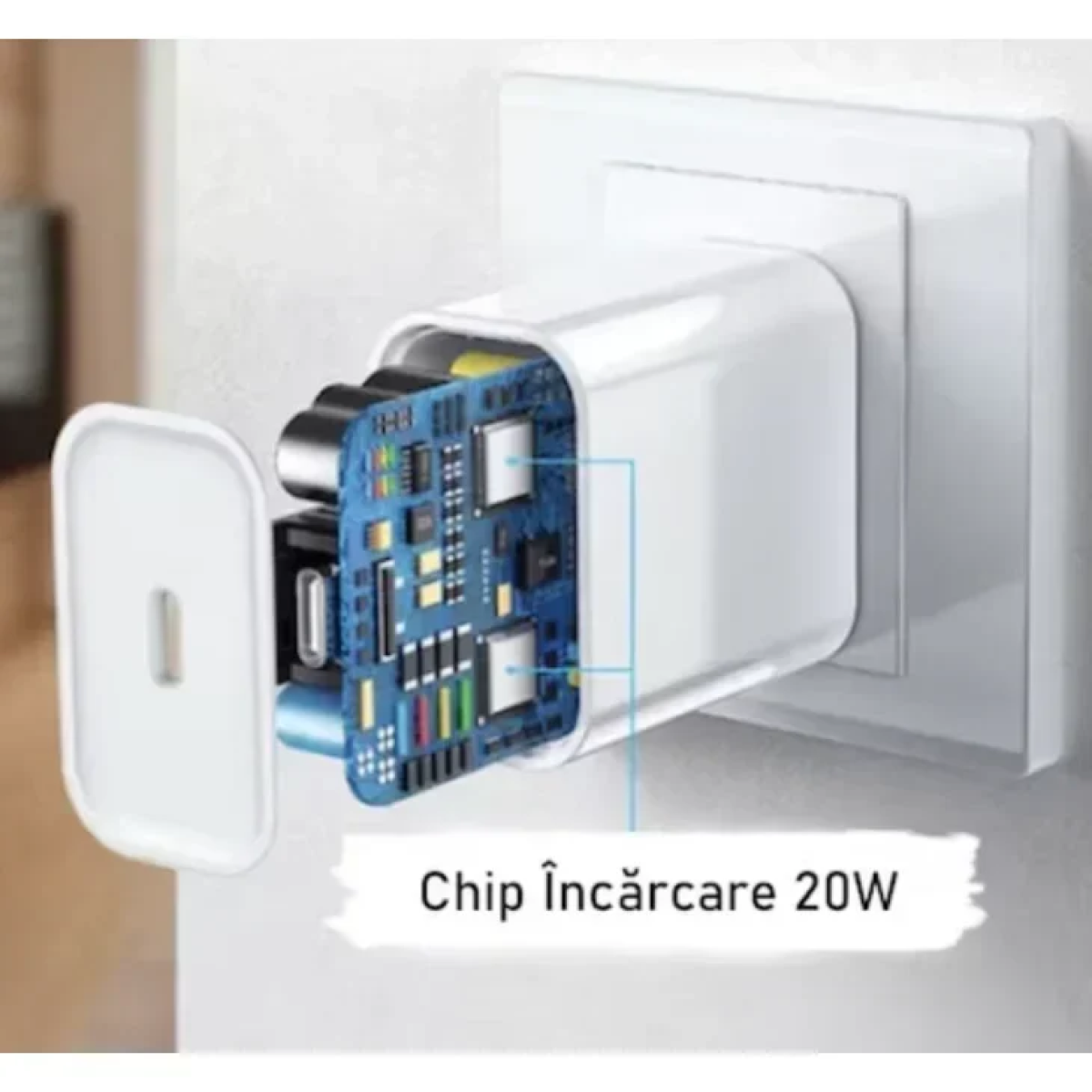 Technovo Φορτιστής Με Καλώδιο Type-C Με Θύρα USB-C PD20W (TN-F032) Λευκός