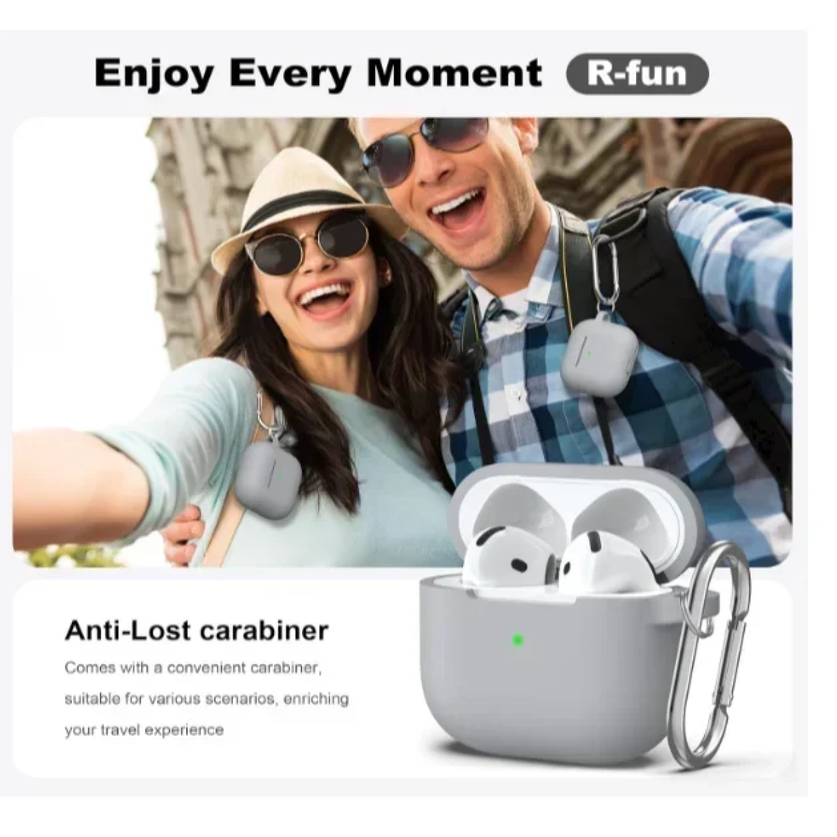 Θήκη Σιλικόνης Με Γάντζο Για Airpods Pro 2nd Gen Ανοιχτό Γκρι