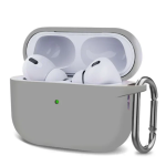 Θήκη Σιλικόνης Με Γάντζο Για Airpods Pro 2nd Gen Ανοιχτό Γκρι