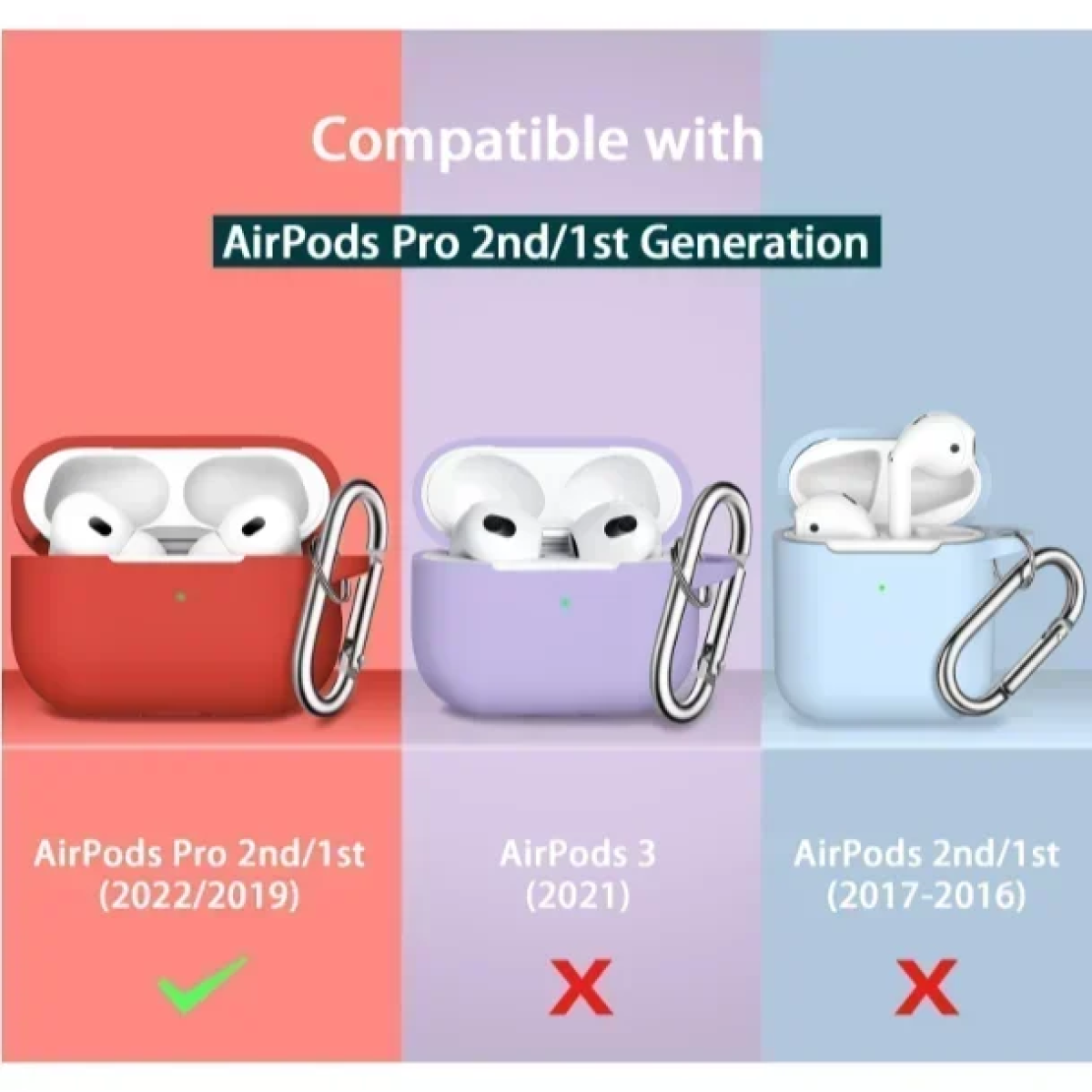 Θήκη Σιλικόνης Με Γάντζο Για Airpods Pro 2nd Gen Κόκκινο