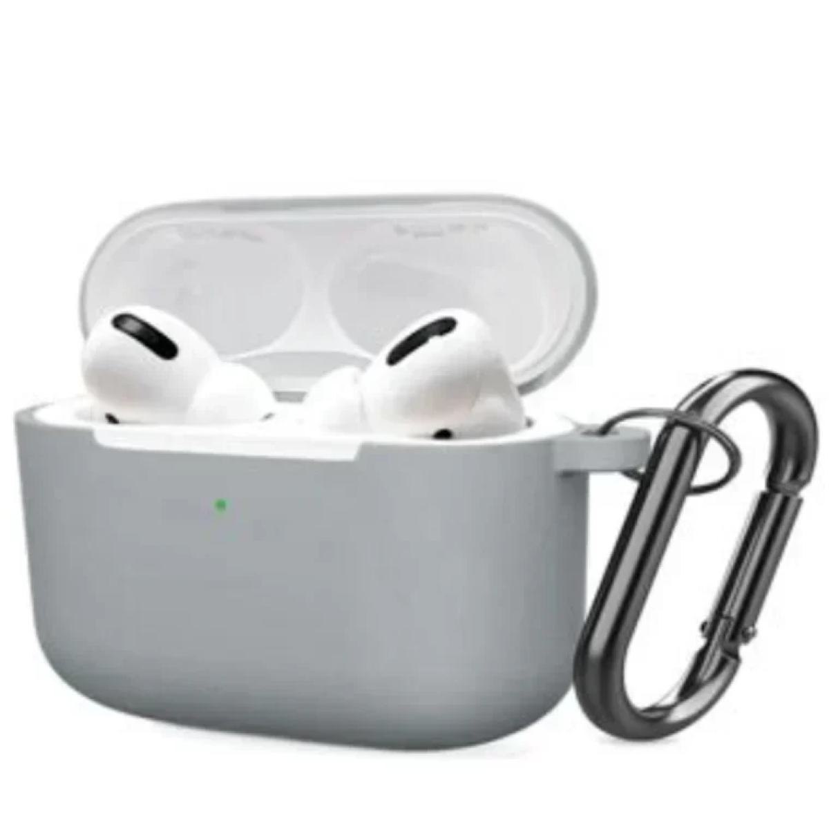 Θήκη Σιλικόνης Με Γάντζο Για Airpods Pro Ανοιχτό Γκρι