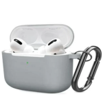 Θήκη Σιλικόνης Με Γάντζο Για Airpods Pro Ανοιχτό Γκρι