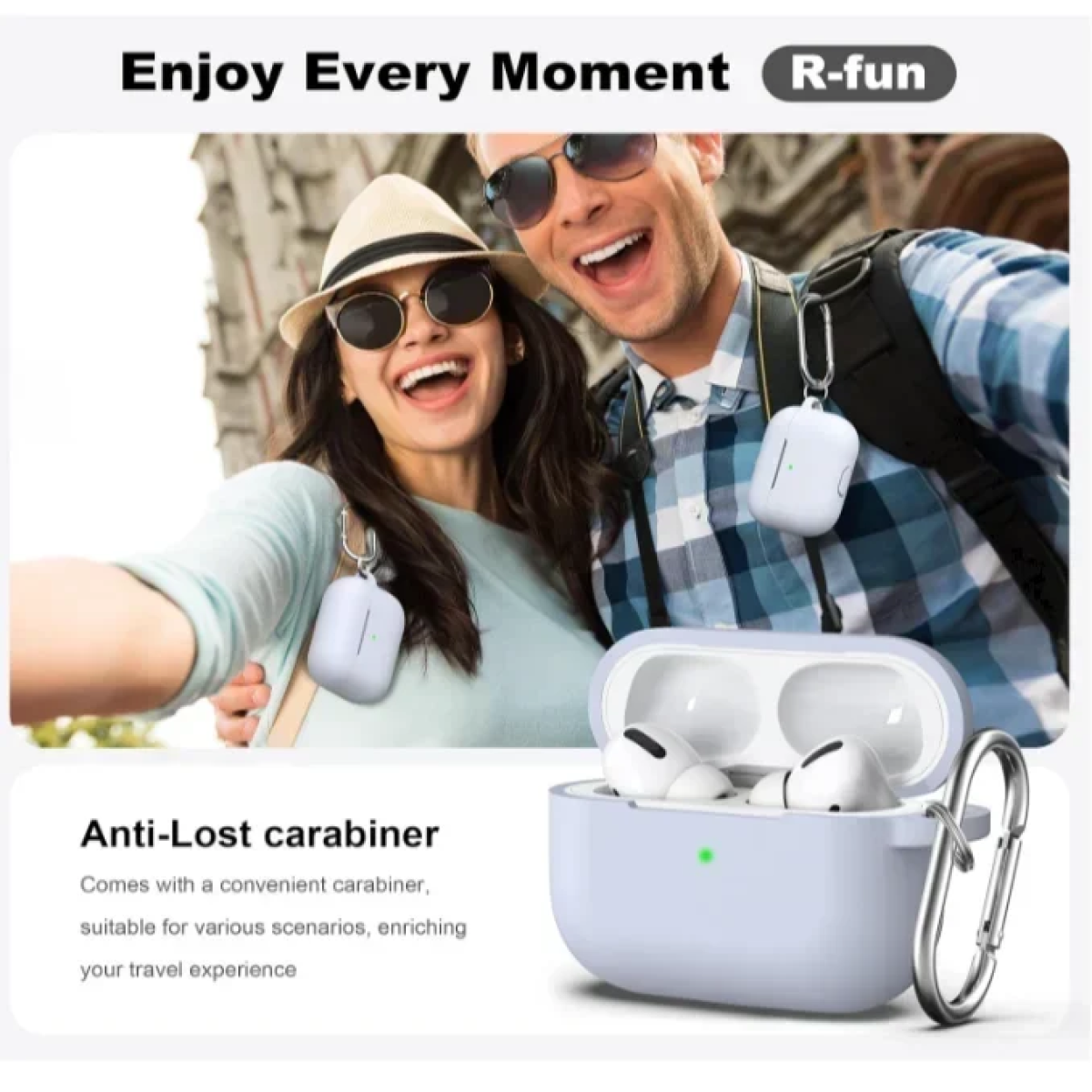 Θήκη Σιλικόνης Με Γάντζο Για Airpods Pro Ανοιχτό Γκρι