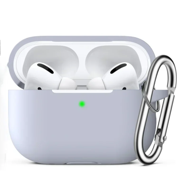 Θήκη Σιλικόνης Με Γάντζο Για Airpods Pro Ανοιχτό Γκρι