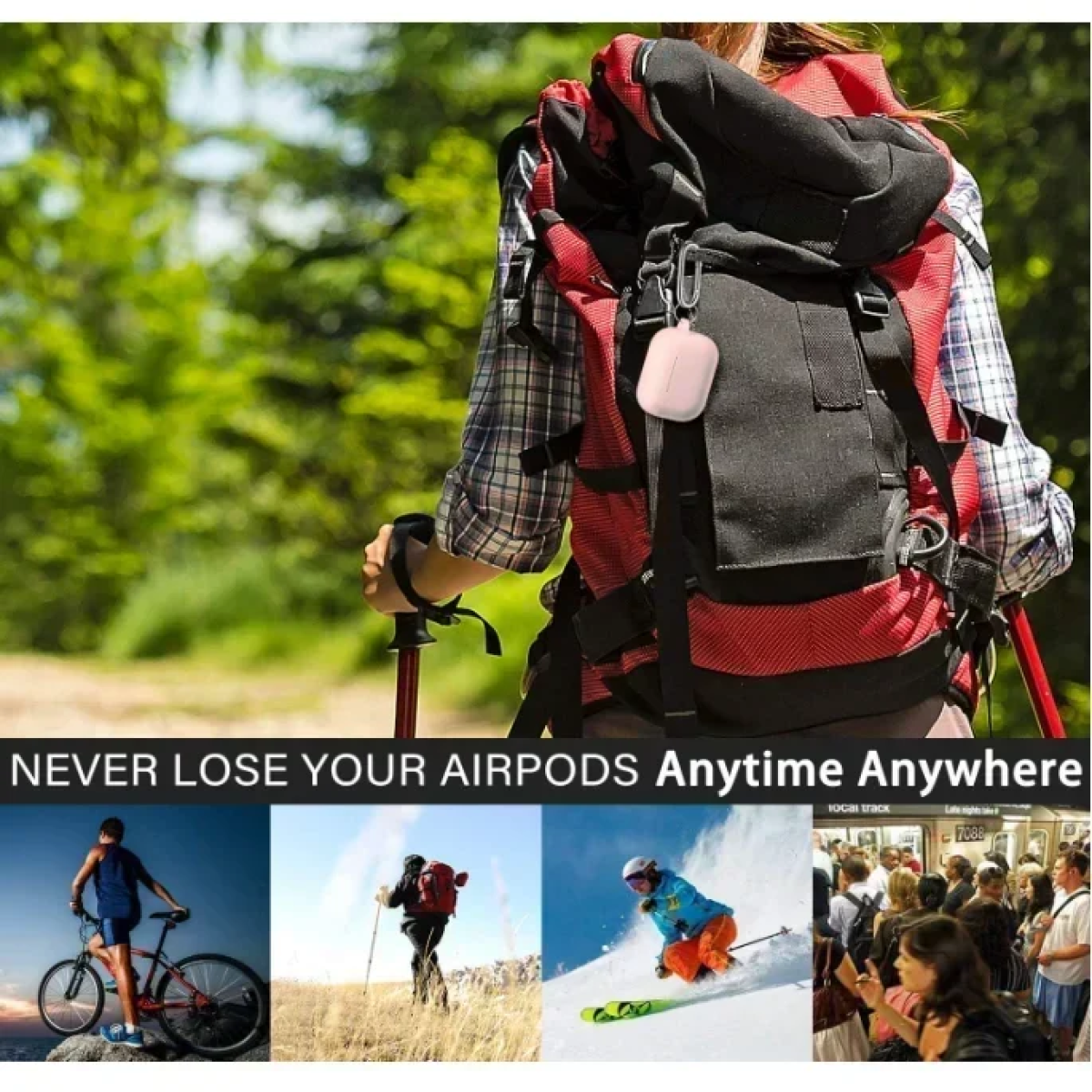Θήκη Σιλικόνης Με Γάντζο Για Airpods Pro Ανοιχτό Ρόζ