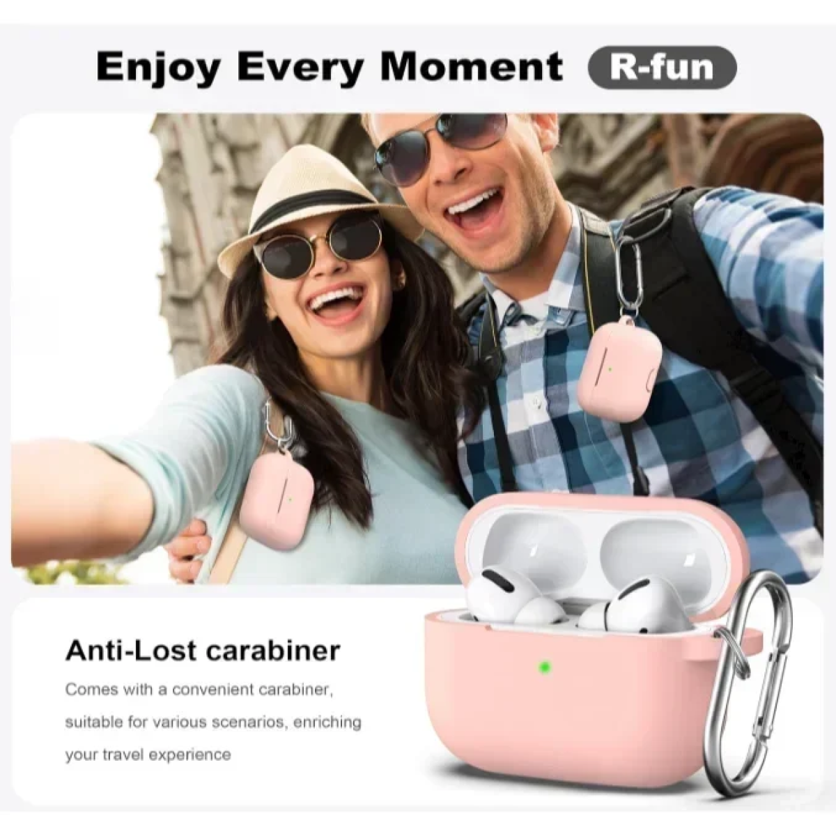 Θήκη Σιλικόνης Με Γάντζο Για Airpods Pro Ανοιχτό Ρόζ