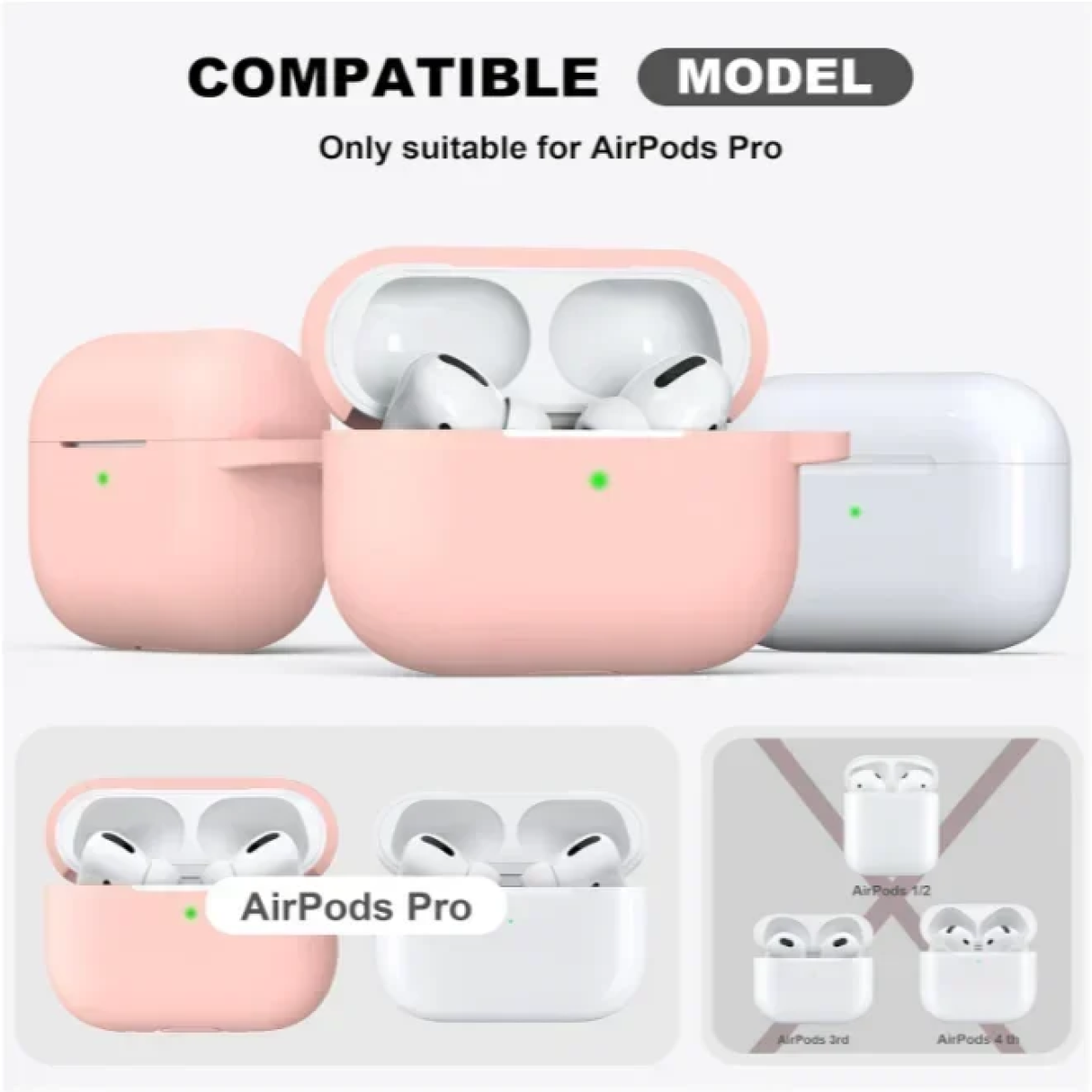 Θήκη Σιλικόνης Με Γάντζο Για Airpods Pro Ανοιχτό Ρόζ