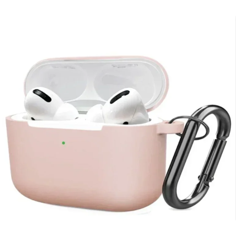 Θήκη Σιλικόνης Με Γάντζο Για Airpods Pro Ανοιχτό Ρόζ