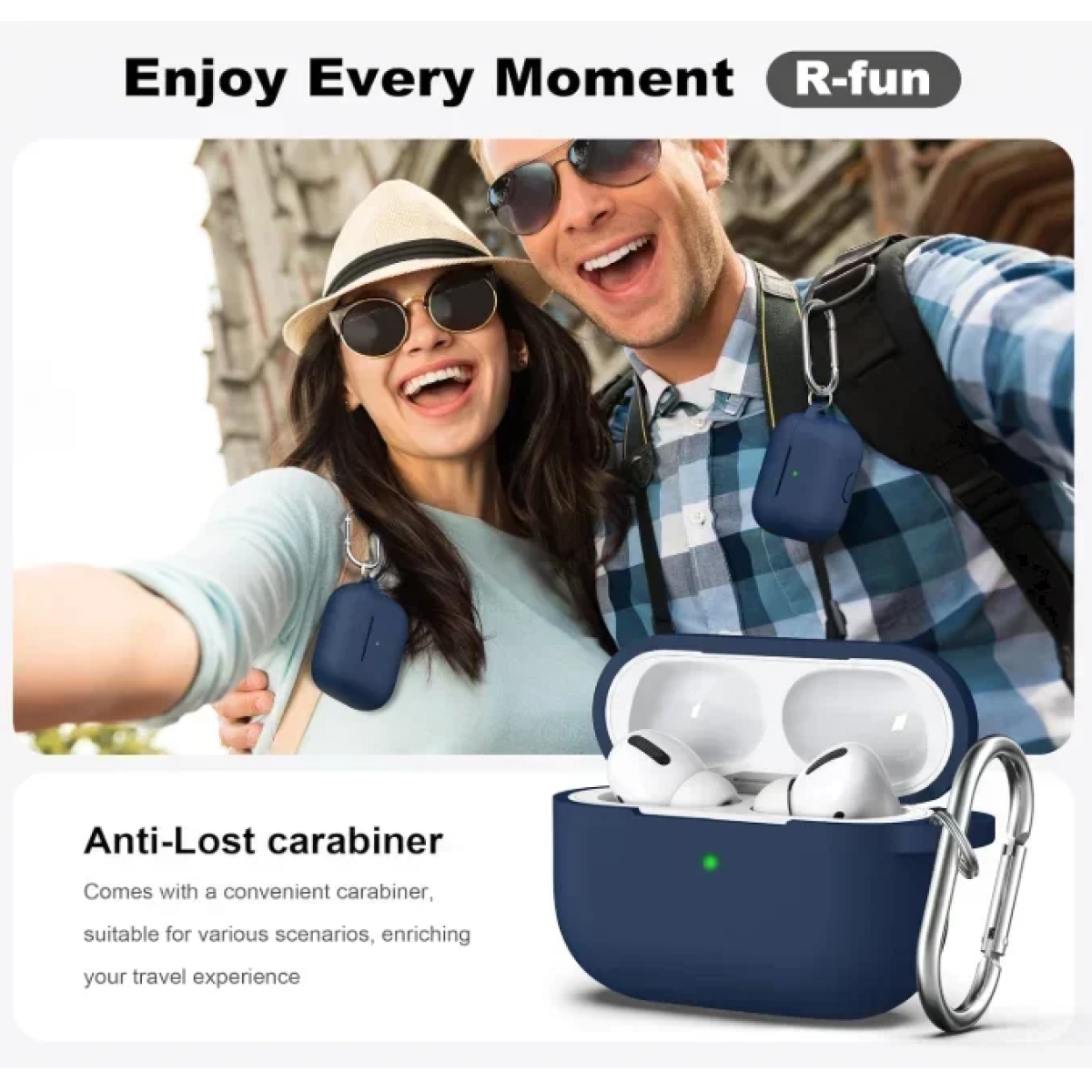Θήκη Σιλικόνης Με Γάντζο Για Airpods Pro Σκούρο Μπλε