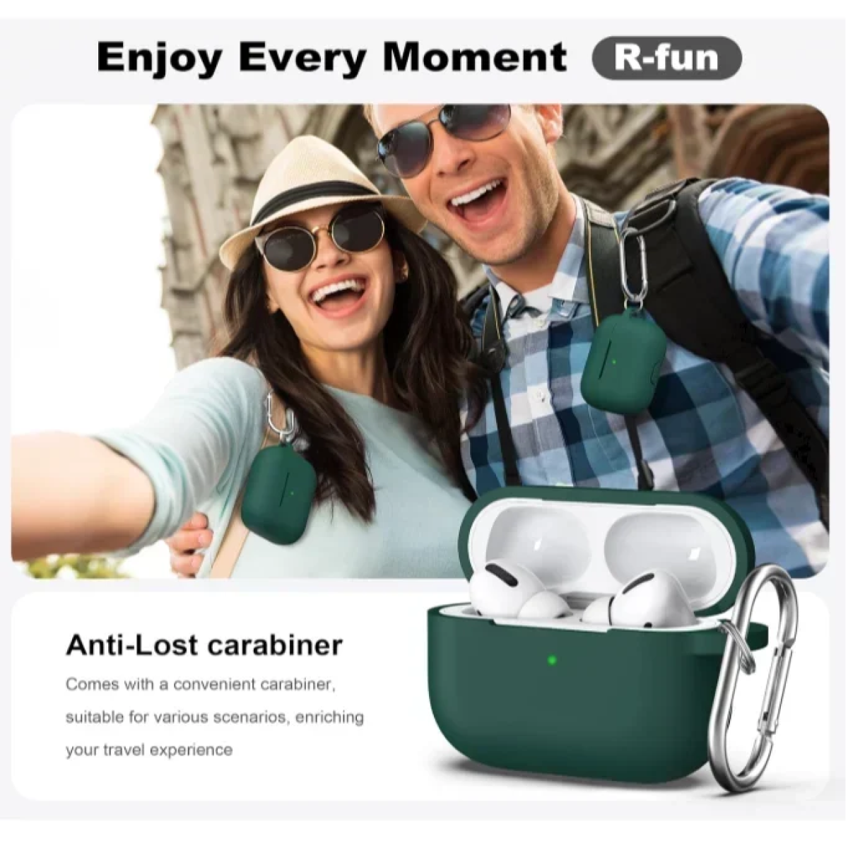 Θήκη Σιλικόνης Με Γάντζο Για Airpods Pro Σκούρο Πράσινο