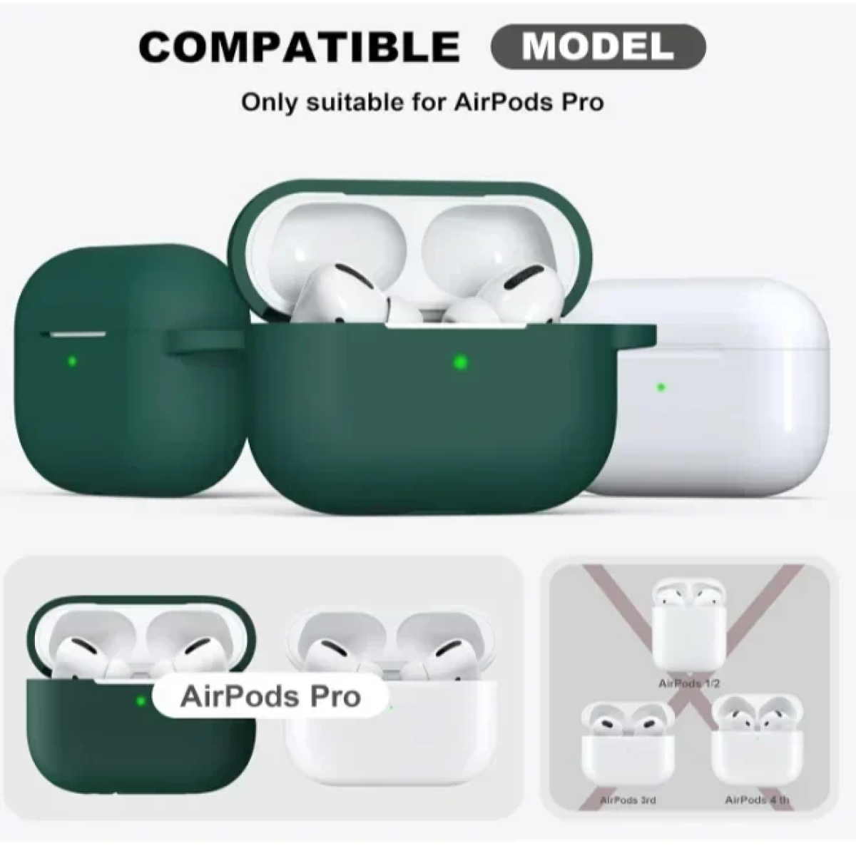 Θήκη Σιλικόνης Με Γάντζο Για Airpods Pro Σκούρο Πράσινο