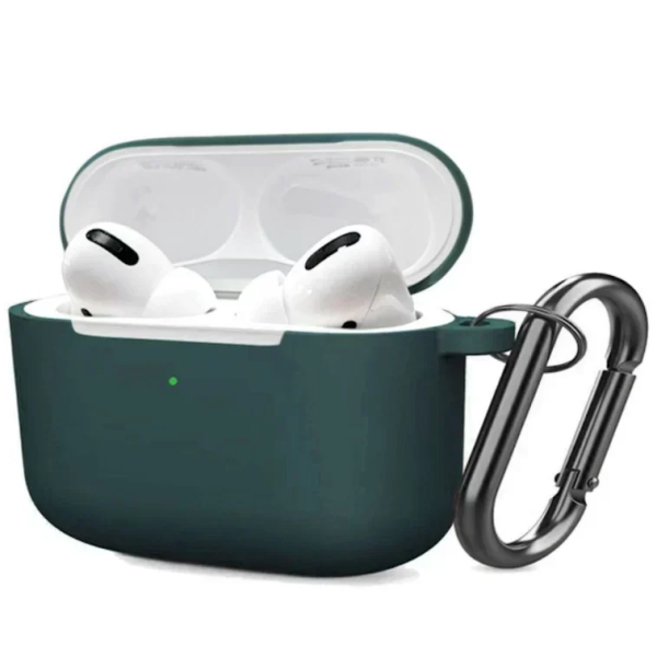 Θήκη Σιλικόνης Με Γάντζο Για Airpods Pro Σκούρο Πράσινο