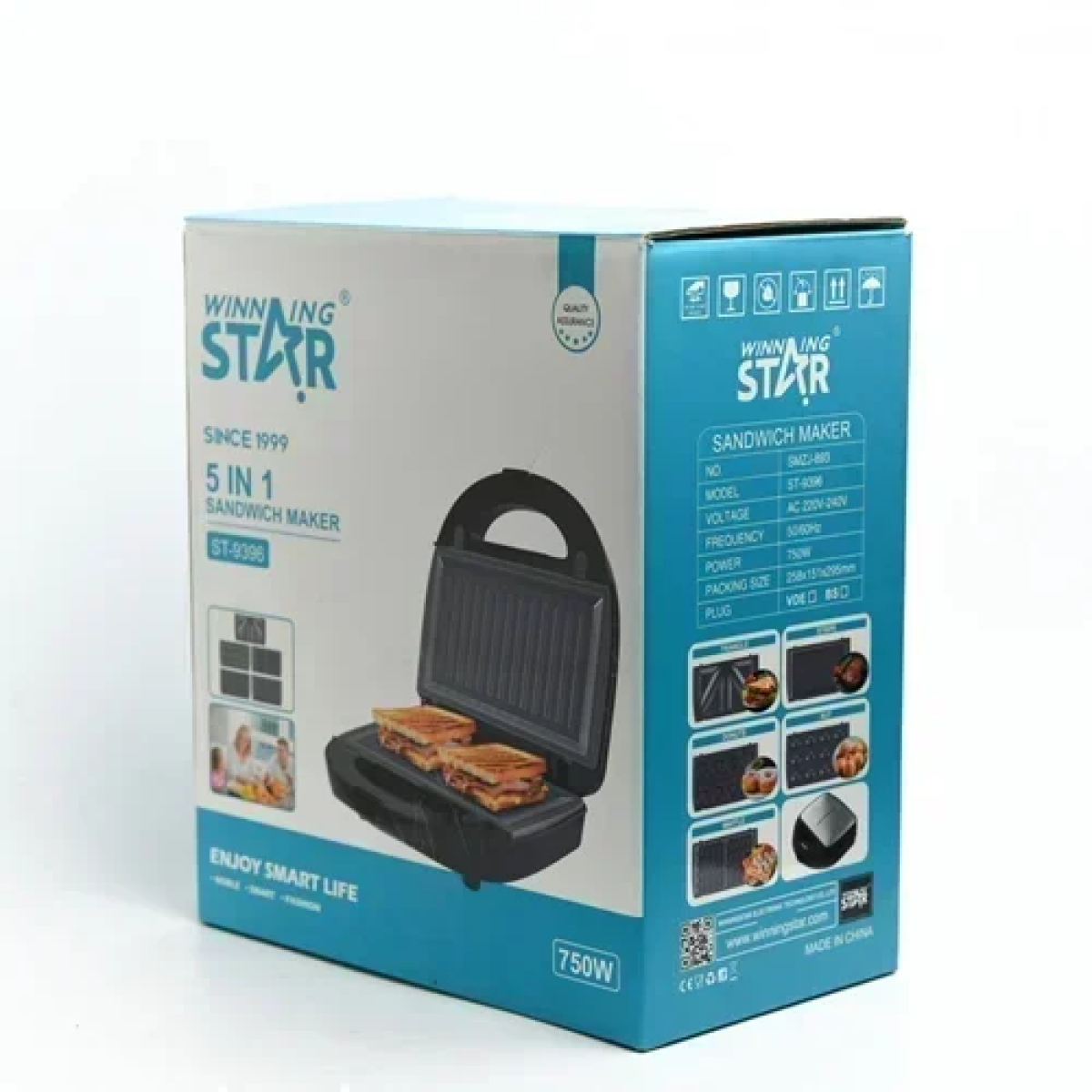 Τοστιέρα με αντικολλητικές πλάκες 5 σε 1 750W Winning Star ST-9396 μαύρο/ασημί - Image 4