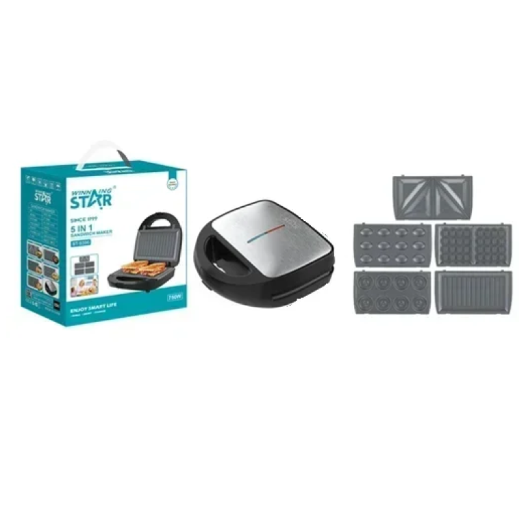 Τοστιέρα με αντικολλητικές πλάκες 5 σε 1 750W Winning Star ST-9396 μαύρο/ασημί