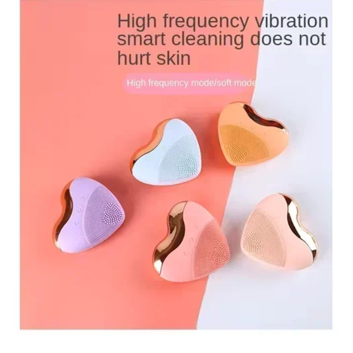 Βούρτσα καθαρισμού προσώπου σε σχήμα καρδιάς με καλώδιο USB - γαλάζιο - Image 2