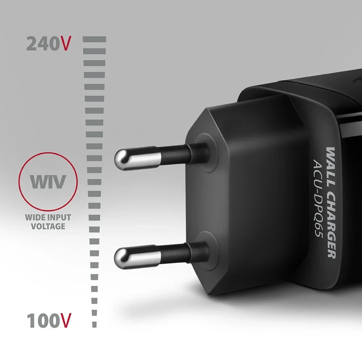 Axagon Φορτιστής Χωρίς Καλώδιο 1xUSB-A 2x Type C PD3.0/QC4+/PPS/Apple, 65W GaN, Μαύρος ACU-DPQ65 - Image 4