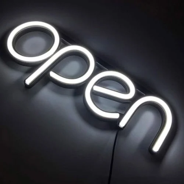 Αδιάβροχη Neon Led Φωτιζόμενη Διαφημιστική Πινακίδα OPEN Λευκό 187030