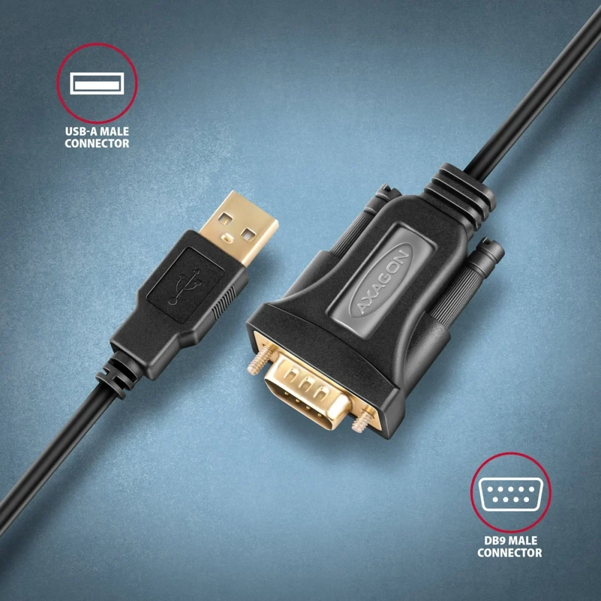 Axagon Καλώδιο Αντάπτορας USB2.0 - Serial RS-232 DB9 FTDI 1.5m ADS-1PQN - Image 2