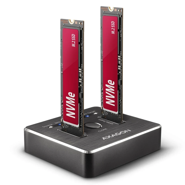 Axagon Docking Station για 2 SSD NVMe USB-C 3.2 Gen2 με Λειτουργία Clone Μαύρο ADSA-M2C