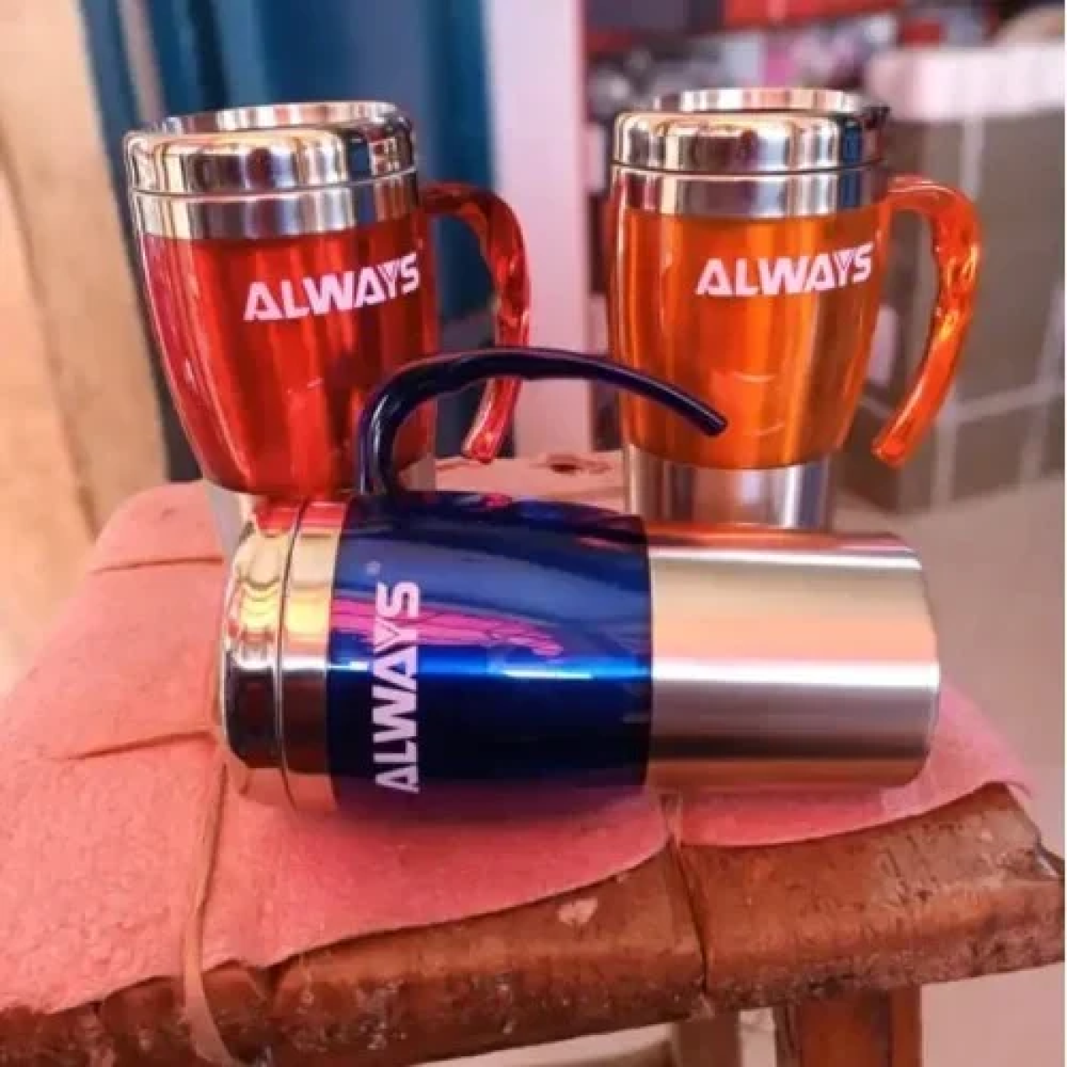Ανοξείδωτη Κούπα-Θερμός Ταξιδίου με Λαβή 450ml Μπλε AL5061