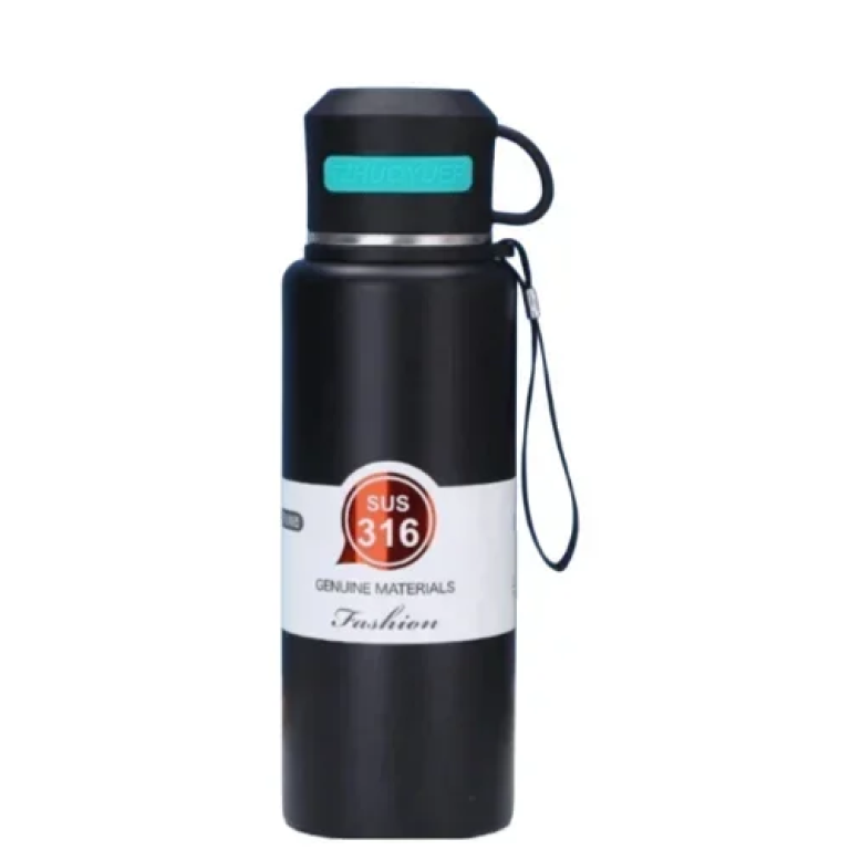 Ανοξείδωτο Παγούρι-Θερμός με φλιτζάνι 1000ml Μαύρο