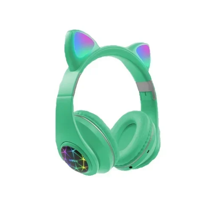 Ασύρματα παιδικά ακουστικά Bluetooth Cat Ear Headphones M2 - πράσινο