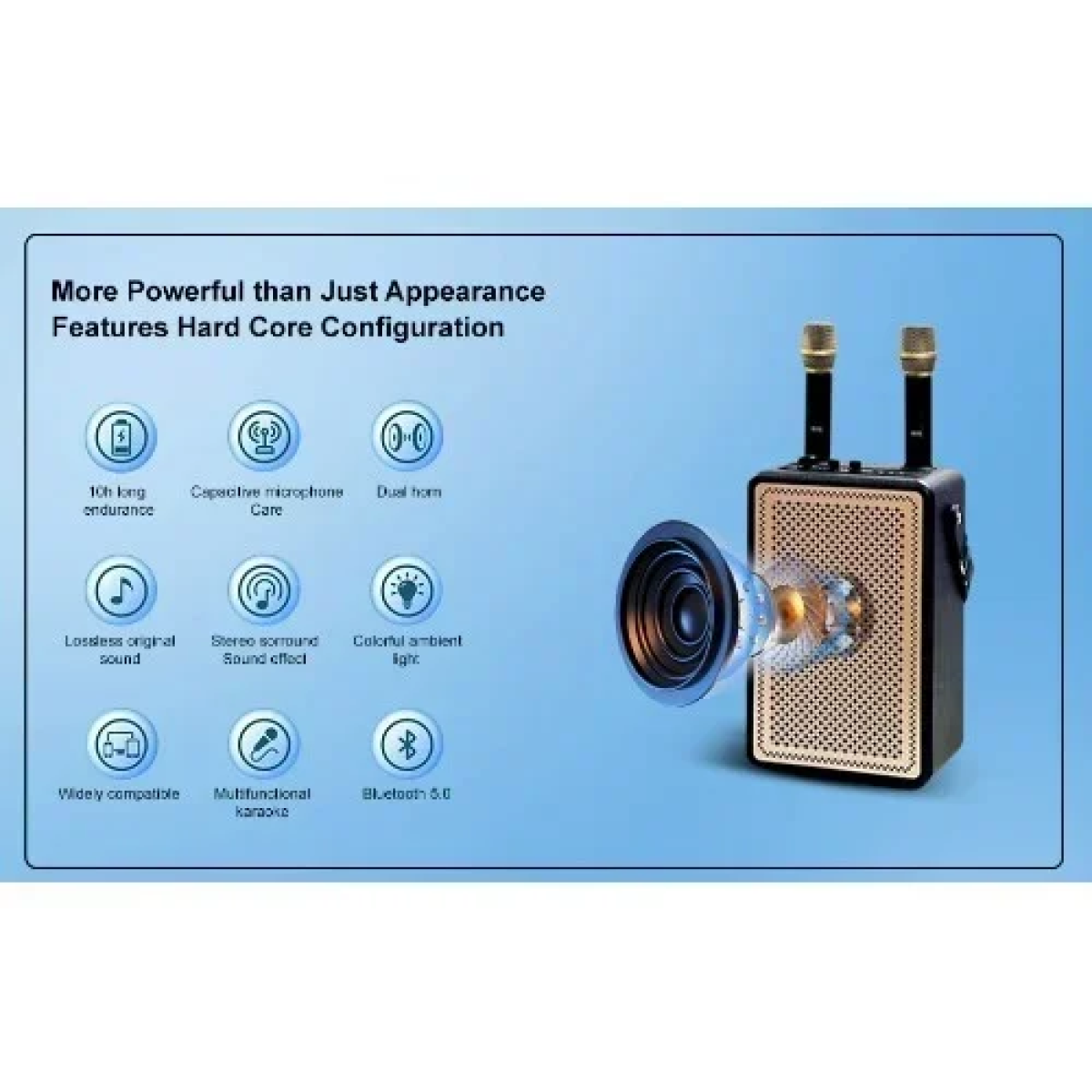 Ασύρματο Φορητό Ηχείο Bluetooth Karaoke με 2 Μικρόφωνα CMiK MK-4203 μαύρο