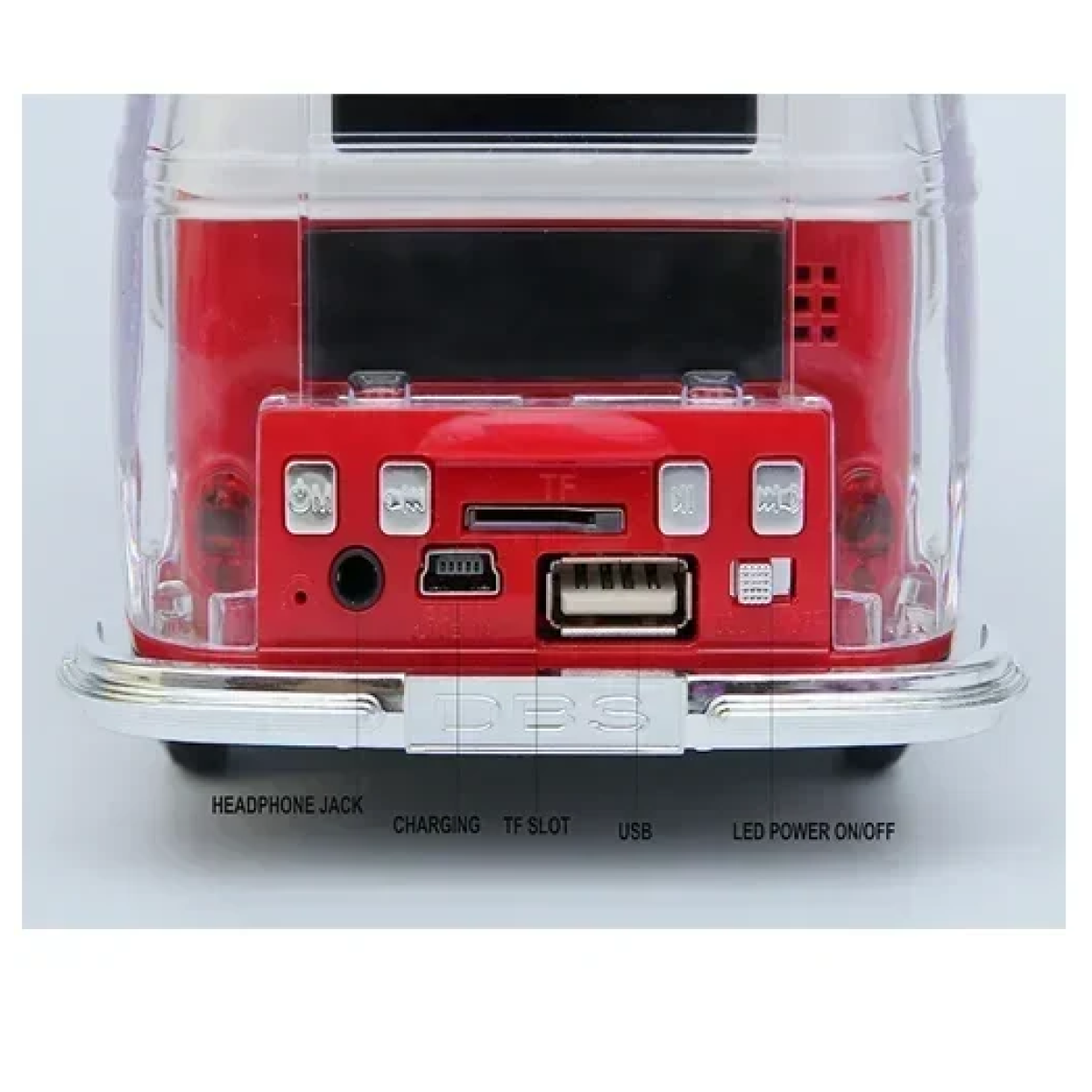 Ασύρματο ηχείο Mini Bus Wireless Speaker με LED φωτισμό WS267BT - κόκκινο - Image 3