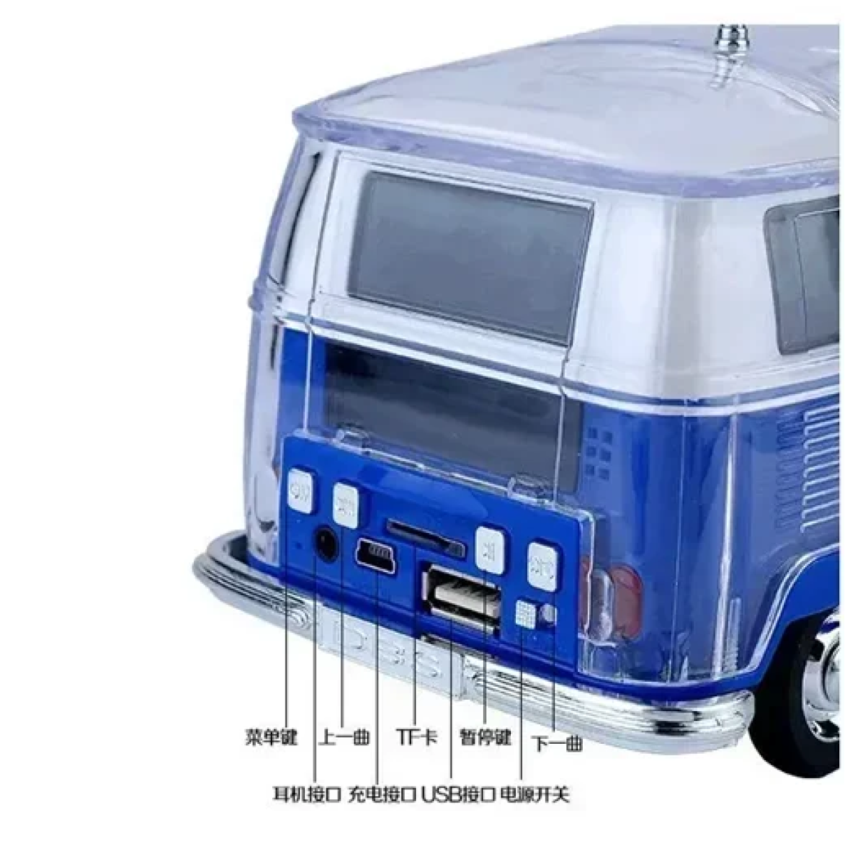 Ασύρματο ηχείο Mini Bus Wireless Speaker με LED φωτισμό WS267BT - κόκκινο - Image 4
