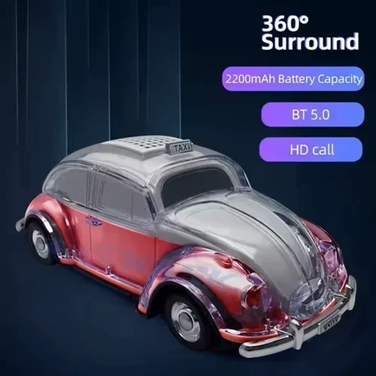 Ασύρματο ηχείο Taxi Car Wireless Speaker με LED φωτισμό WS-1937BT μαύρο - Image 3