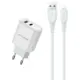 Awei Φορτιστής με Θύρα USB-A και Θύρα USB-C και Καλώδιο Lightning 22.5W Power Delivery Λευκό PD81-EU