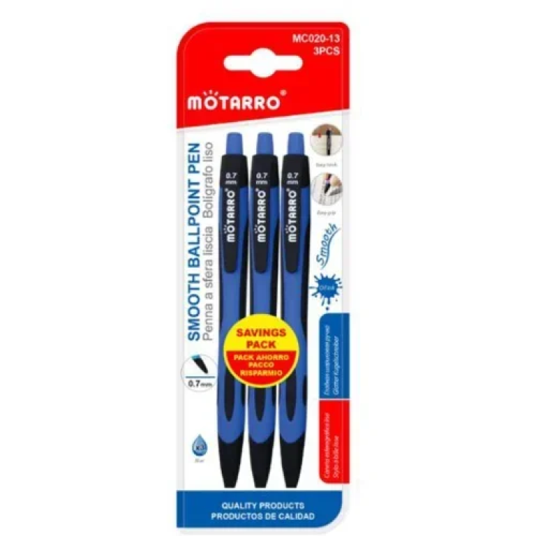 Ballpoint Στυλό 0.7mm Σετ 3τμχ Μπλε Motarro MC020-13
